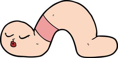 Bir insan tarafından çizilmiş bir solucan.