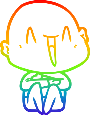 gökkuşağı gradyan çizimi mutlu bir çizgi kel adamın çizimi bir insan tarafından çizildi