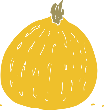 Bir insan tarafından çizilen kabağın düz renk çizimi