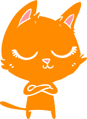 Bir insan tarafından çizilmiş düz renkli çizgi film kedisi