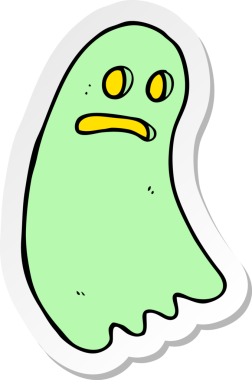 Bir insan tarafından çizilmiş bir hayaletin çıkartması.