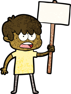 Bir insan tarafından çizilmiş endişeli çizgi film çocuğu.