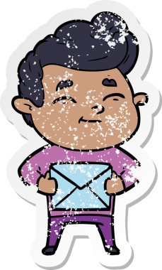 Bir insan tarafından çizilmiş mutlu bir çizgi film karakterinin sıkıntılı çıkartması.