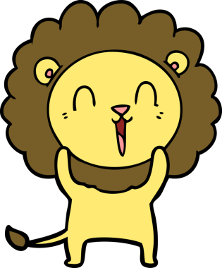 Bir insan tarafından çizilmiş gülen aslan çizgi filmi.