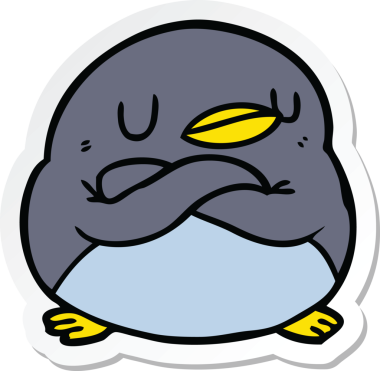 Bir insan tarafından çizilmiş karikatür pengueni çıkartması.