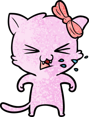 Bir insan tarafından çizilmiş çizgi film kedisi.