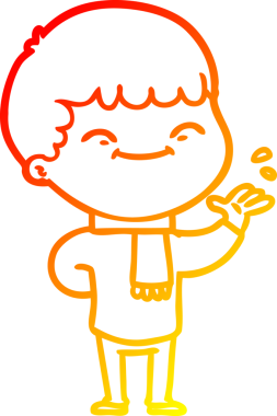 Bir insan tarafından çizilen mutlu bir çocuğun sıcak çizgi çizimi.