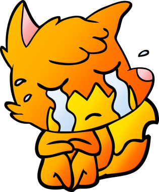 Bir insan tarafından çizilmiş ağlayan tilki çizgi filmi.