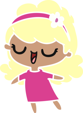 Bir insan tarafından çizilmiş tatlı bir kawai kızının serbest çizimi.