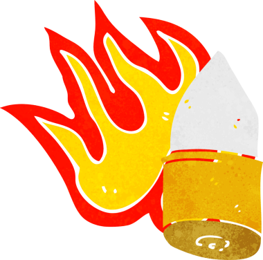 Bir insan tarafından çizilmiş çizgi film mermisi.