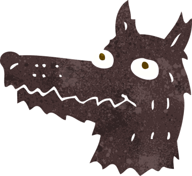 Bir insan tarafından çizilmiş bir kurt kafası.