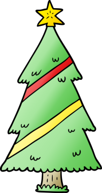 Bir insan tarafından çizilmiş karikatür noel ağacı