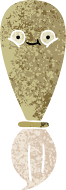 Bir insan tarafından çizilmiş bir boya fırçasının retro çizim tarzı karikatürü