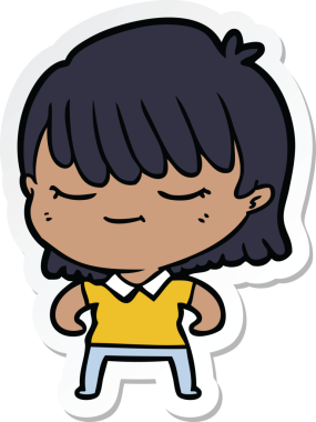 Bir insan tarafından çizilmiş bir karikatür kadının çıkartması.