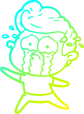 Bir insan tarafından çizilmiş ağlayan bir adamın soğuk çizgi çizimi.