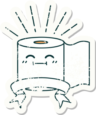 Bir insan tarafından çizilmiş eski bir dövme stili tuvalet kağıdı çıkartması.