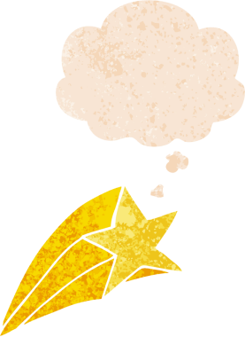 Düşünce baloncuğuyla kayan çizgi film yıldızının grunge 'deki sıkıntılı retro tarzı bir insan tarafından çizilmiş.