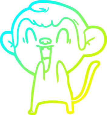 Bir insan tarafından çizilmiş gülen maymun çizgi çizimi.