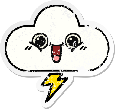 Bir insan tarafından çizilmiş tatlı bir karikatür fırtına bulutunun sıkıntılı çıkartması