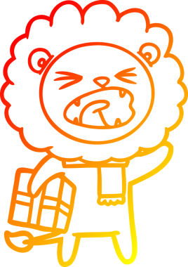 Bir insan tarafından çizilmiş bir karikatür aslanının sıcak çizgi çizimi.