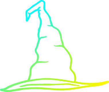 Bir insan tarafından çizilmiş bir cadı şapkasının soğuk gradyan çizimi