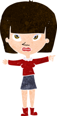 Bir insan tarafından çizilmiş çizgi film kadını.