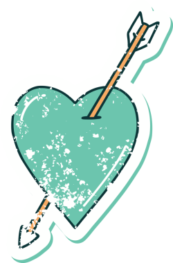 Bir insan tarafından çizilmiş ok ve kalbin sembolik depresif dövme görüntüsü