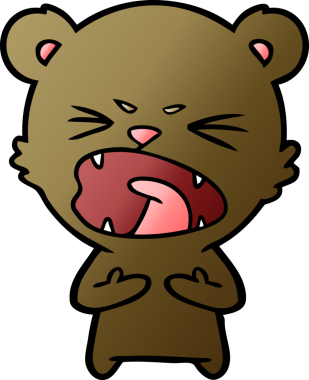 Bir insan tarafından çizilmiş kızgın çizgi film ayısı.