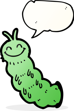 Bir insan tarafından çizilmiş konuşma balonlu çizgi film tırtılı.