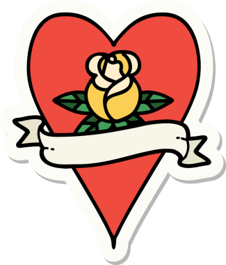 Bir insan tarafından çizilmiş, geleneksel kalp şeklinde dövme çıkartması.