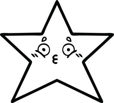 Bir insan tarafından çizilmiş yıldız balığının çizgi çizimi