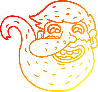 Bir insan tarafından çizilmiş kızıl sakallı bir çizgi film karakteri.