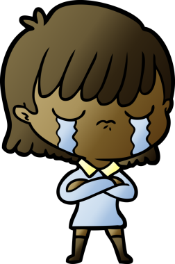 Bir insan tarafından çizilmiş ağlayan çizgi film kadını.