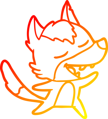 Bir insan tarafından çizilmiş gülen bir kurt çizgi çizimi.