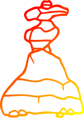 Bir insan tarafından çizilmiş istiflenmiş taşlardan oluşan bir karikatürün sıcak çizgi çizimi