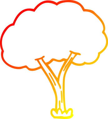 Bir insan tarafından çizilmiş karikatür ağacının sıcak çizgi çizimi