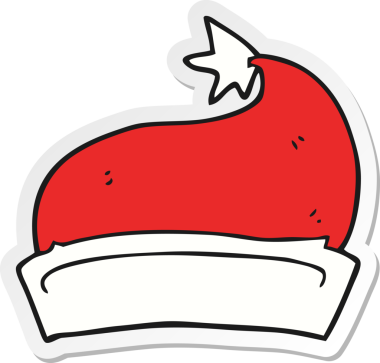 Bir insan tarafından çizilmiş bir karikatür Noel şapkasının çıkartması.