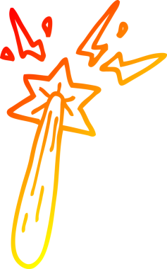 Bir insan tarafından çizilmiş çizgi film sihirli değneğinin sıcak gradyan çizimi