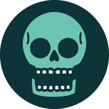 Bir insan tarafından çizilmiş bir kafatasının ikonik dövme şekli