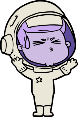 Çizgi film bir insan tarafından çizilmiş astronot.