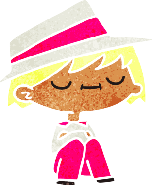 Bir insan tarafından çizilmiş sevimli bir kawai insanının serbest çizim çizimi.