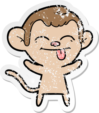 Bir insan tarafından çizilmiş komik bir maymunun sıkıntılı çıkartması.