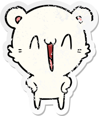 Bir insan tarafından çizilmiş mutlu bir kutup ayısı karikatürü.