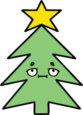 Bir insan tarafından çizilmiş güzel bir Noel ağacı karikatürü.