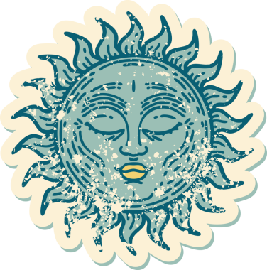 Bir insan tarafından çizilmiş bir güneşin sembolik dövmesi.