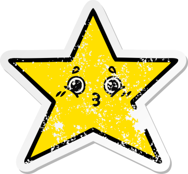 Bir insan tarafından çizilmiş tatlı bir çizgi film yıldızının sıkıntılı çıkartması.