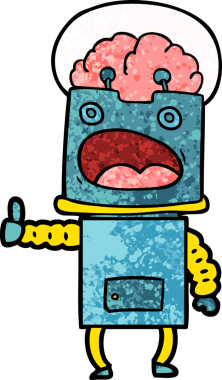 Bir insan tarafından çizilmiş çizgi film robotu