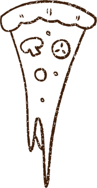 Bir insan tarafından çizilmiş pizza kömürü.