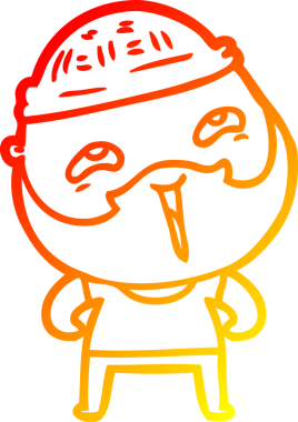 Bir insan tarafından çizilmiş mutlu sakallı bir adamın çizgi çizimi.