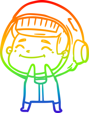 gökkuşağı gradyan çizimi mutlu bir çizgi astronot çizimi bir insan tarafından çizildi